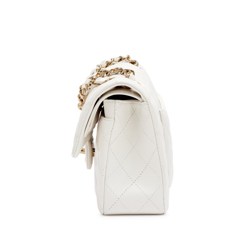 Chanel Small Classic Double Flap – Cream White Caviar - Görsel 3