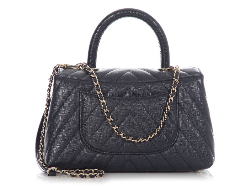 Chanel Mini Coco Top Handle – Navy Chevron Quilted Caviar - Görsel 2