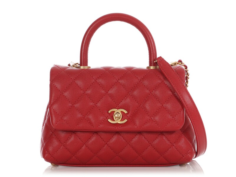 Chanel Mini Coco Top Handle – Red Quilted Caviar