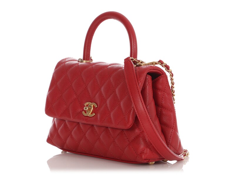 Chanel Mini Coco Top Handle – Red Quilted Caviar - Görsel 3