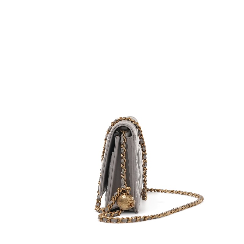 Chanel Wallet on Chain – Grey Quilted Lambskin Pearl Crush - Görsel 3